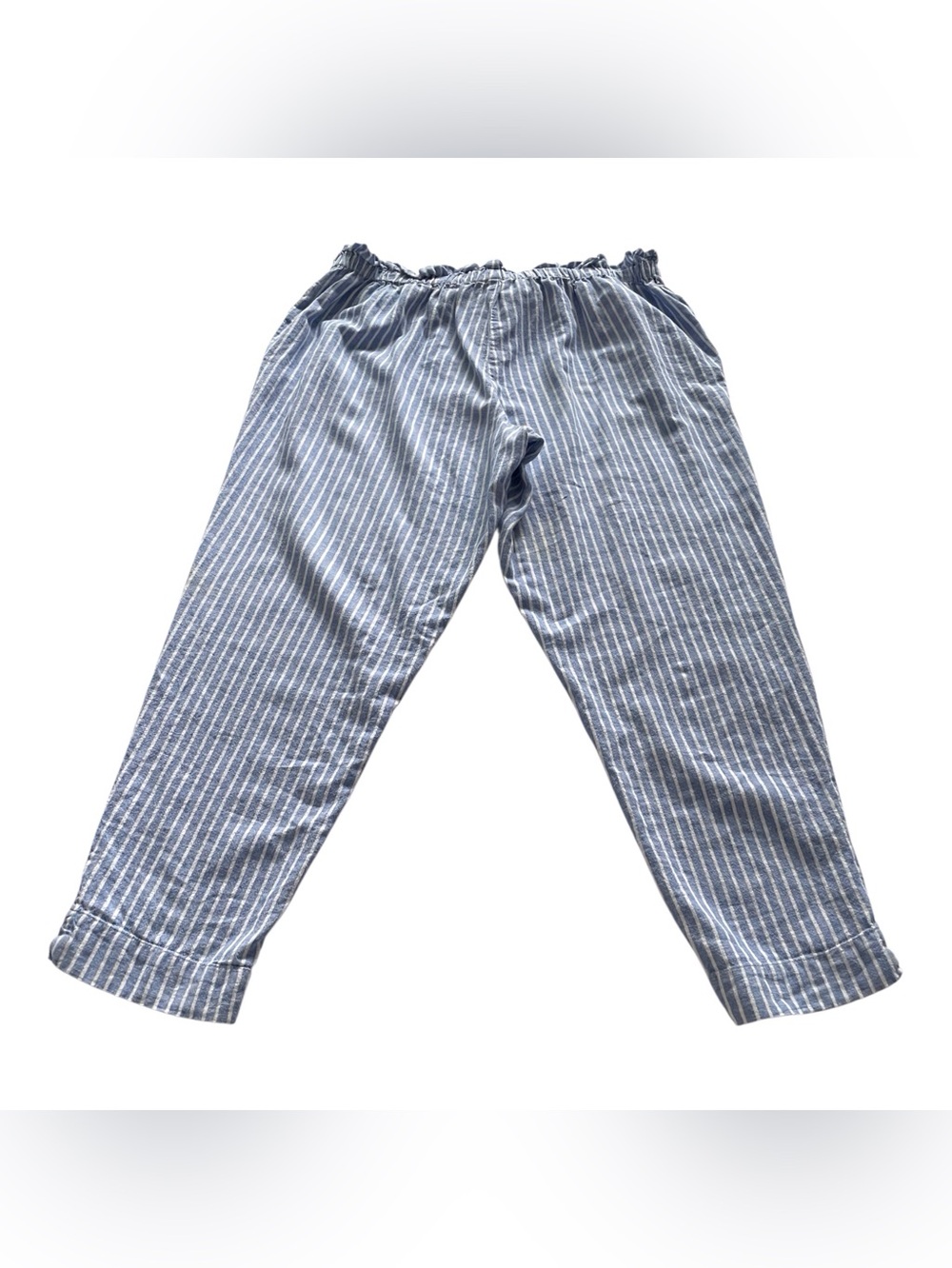 Beachlunchlounge Collection Women's Blue&White Striped Linen-Cotton Pants, XL - Picture 3 of 9